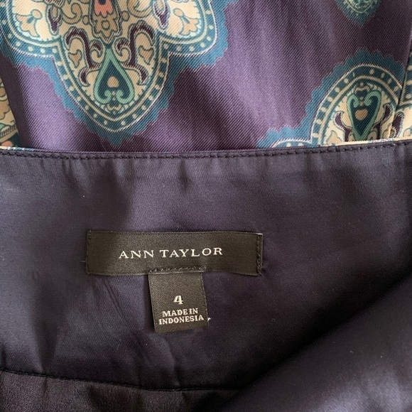 Ann Taylor | Navy Medallion Circle Flounce Skirt - Picture 3 of 5